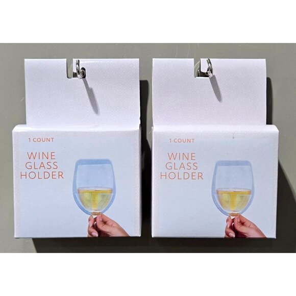Wine Glass 2 Count Adhesive Holder for Tile or Glass Use Bathtubs Kitchens More - Picture 1 of 7